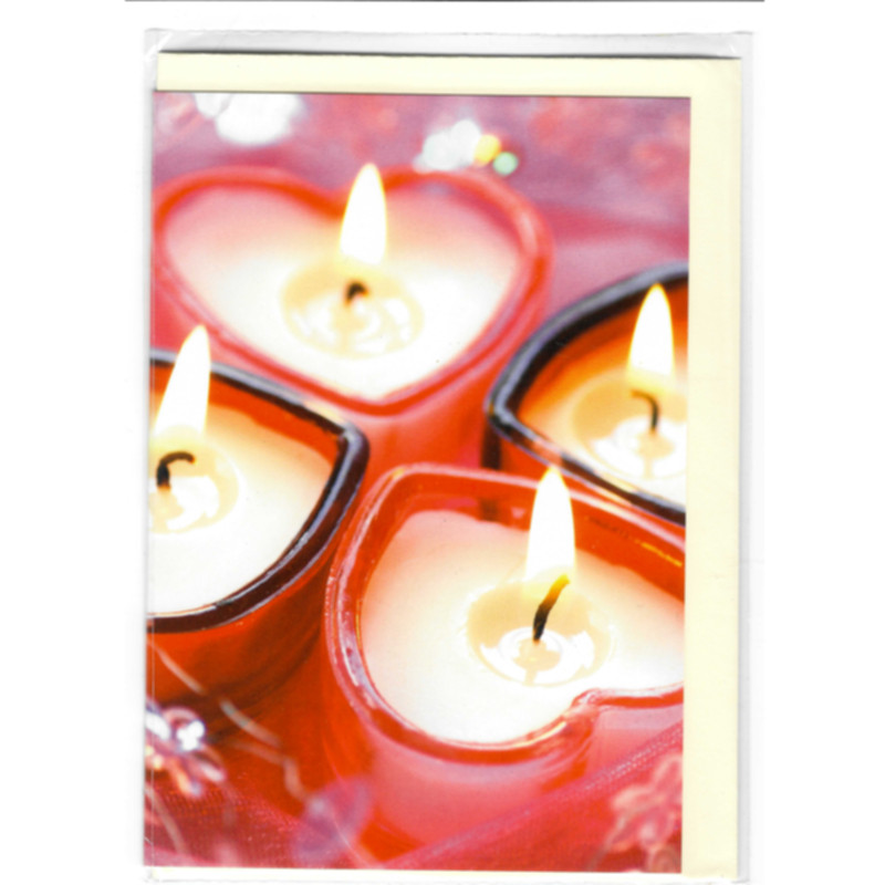 Romantisches Billet mit Herzkerzen mit Kuvert Liebevolle Grüße & Anlässe